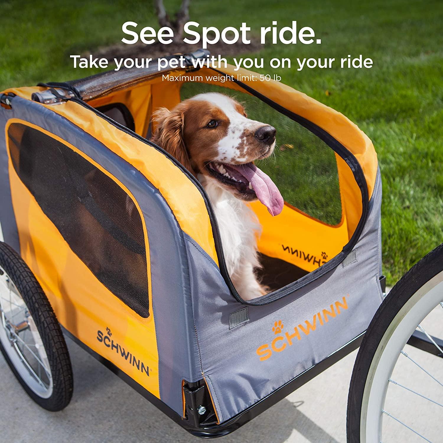 Schwinn Rascal Bike Pet Trailer, For Small and Large Dogs, Folding