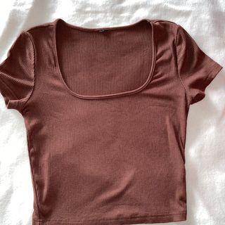 Square neck Brown Top