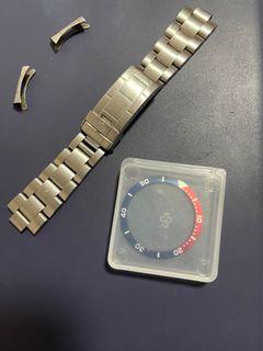 Stainless Steel Watch Strap with Rolex Logo and Pepsi Bezel Insert