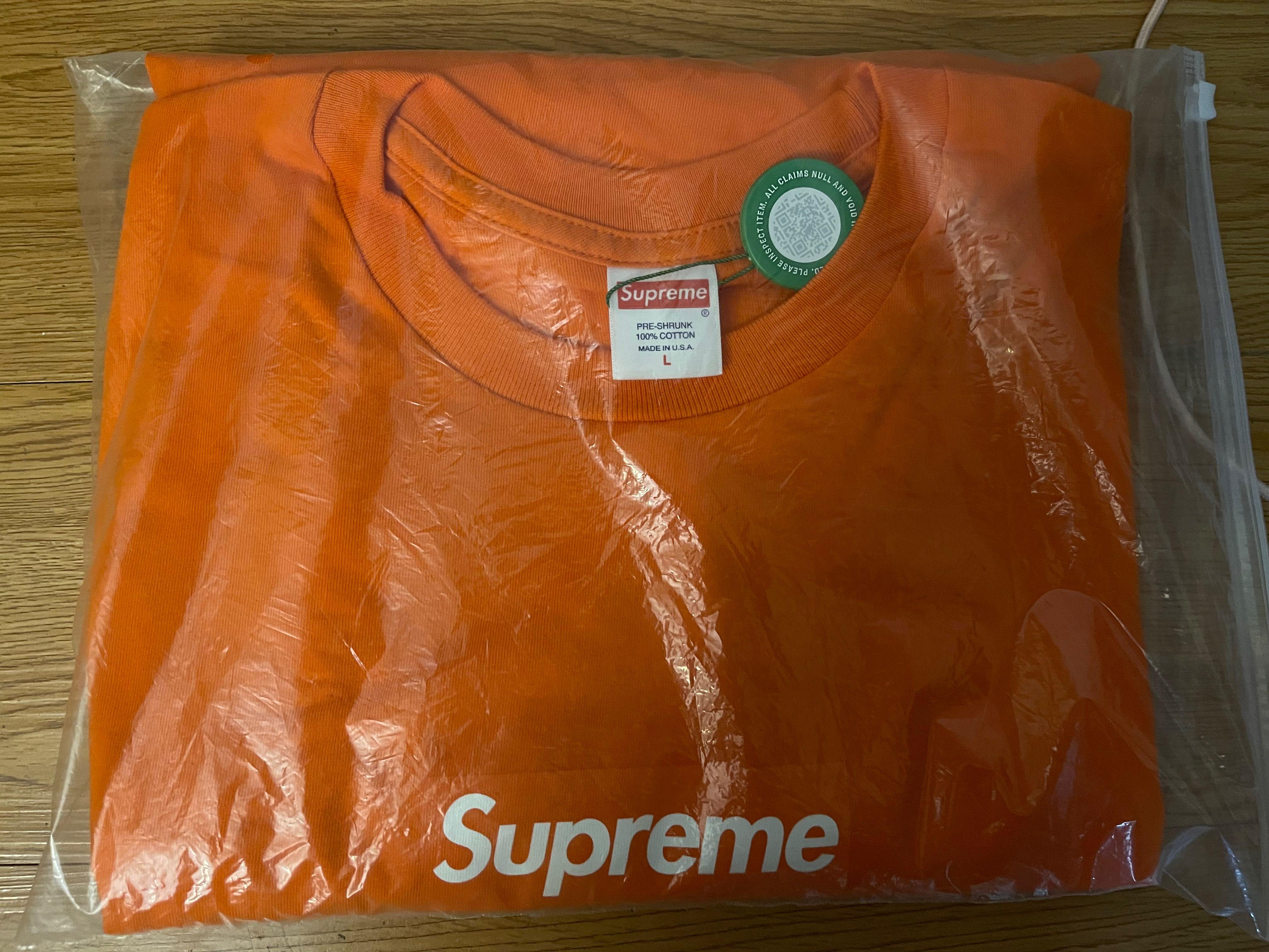 Supreme box logo L/S Tee Orange, 男裝, 上身及套裝, T-shirt、恤衫