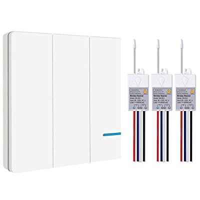 Thinkbee Wireless Light Switch, Thinkbee 3 Gang Remote Wall Switch with ...
