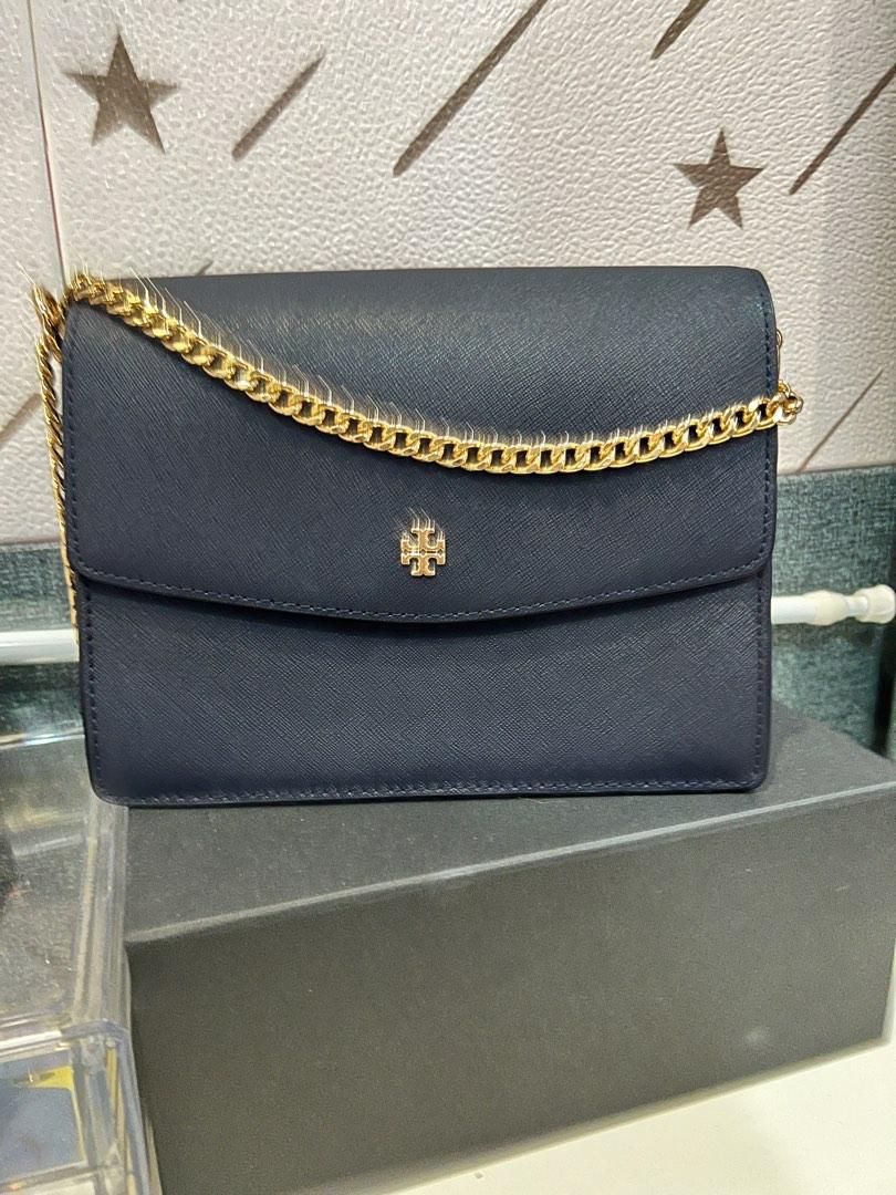 Tory Burch Emerson Envelope 61450 Navy, Luxury, Bags & Wallets on Carousell