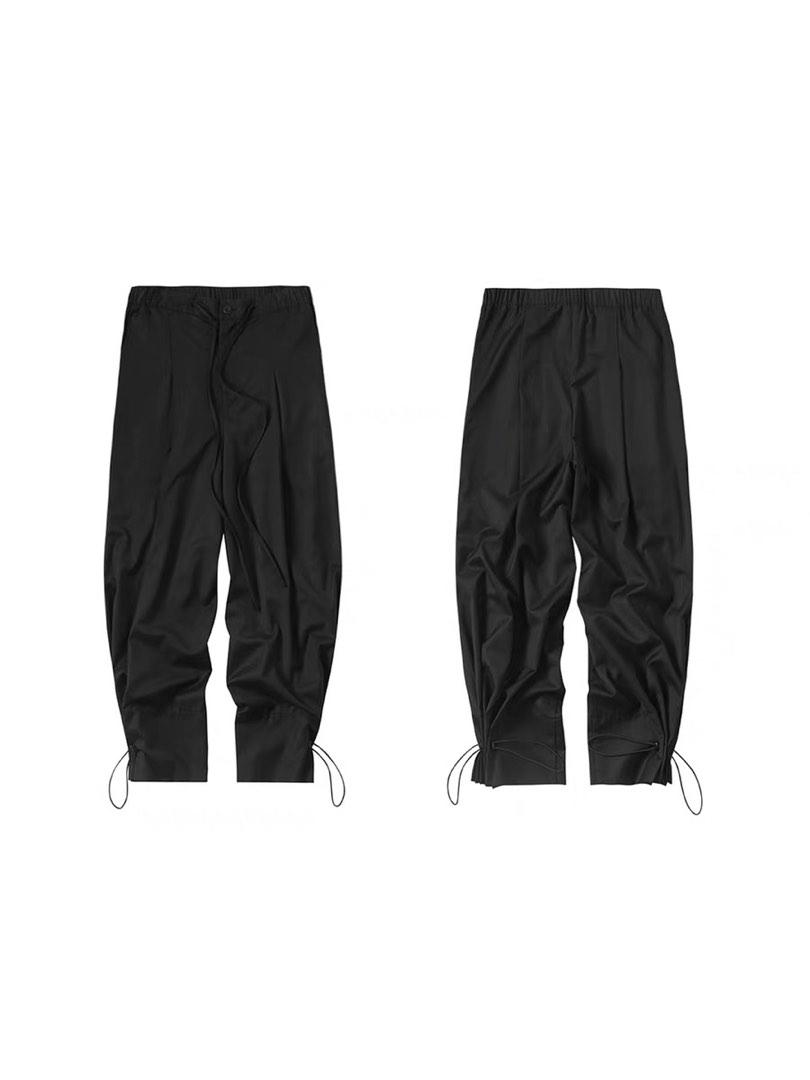 Unisex Drawstring Japanese Streetwear Pants Culottes Ruched Tie Hip Hop ...