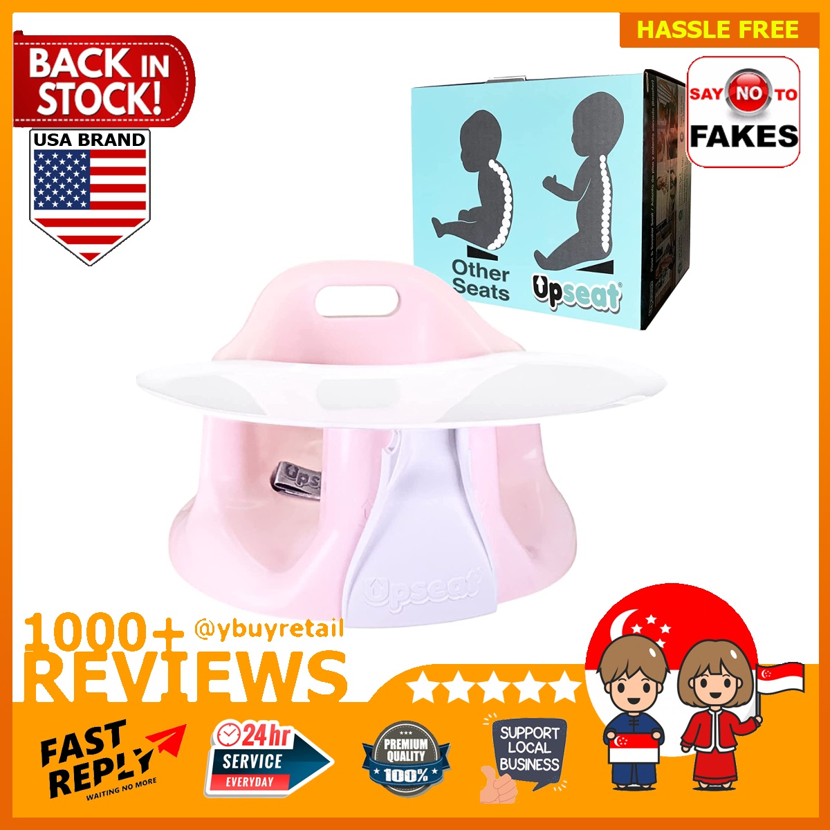 Upseat Baby Floor Seat Booster Chair for Sitting Up with Removable Tray