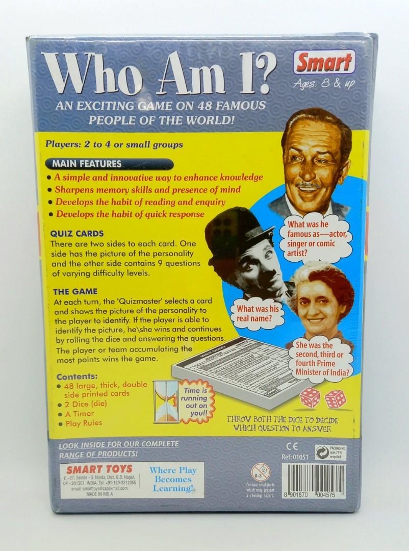 WHO AM I? (Quiz On 48 Famous People Of The World) Card Game, Hobbies &  Toys, Toys & Games on Carousell