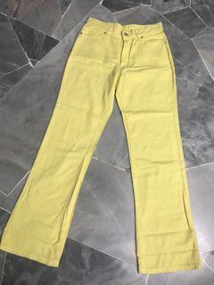 Yellow straight bootcut jeans pants