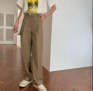 Yesstyle - Moon City High Waist Straight Leg Pants (Black)