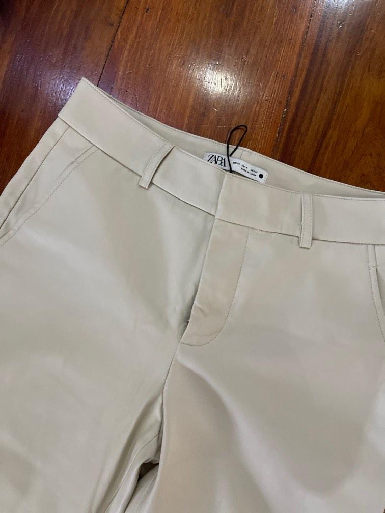 ZARA CREAM LEATHER TROUSERS (Category: Other Bottoms) located in Paranaque City. Submitted by studio0803ph (Listing ID 1180787989, Image 2). Description: used once perfect condition slighlty bigger fit for an s fits up to 30 waist.