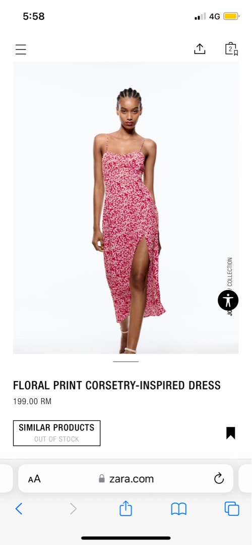 Zara red dress white flowers discount
