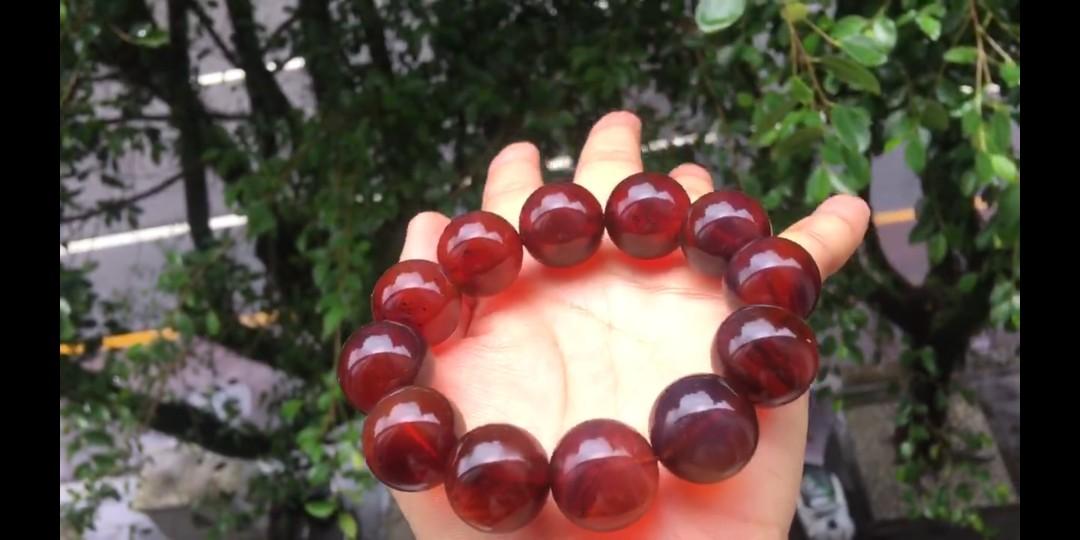 100 natural Burmese blood amber bracelet 20mm Women s Fashion