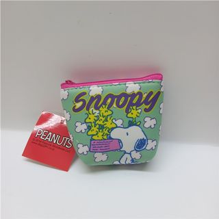 日本 Peanuts Snoopy 史諾比 粉綠紫色皮革 散子包629386032057611126