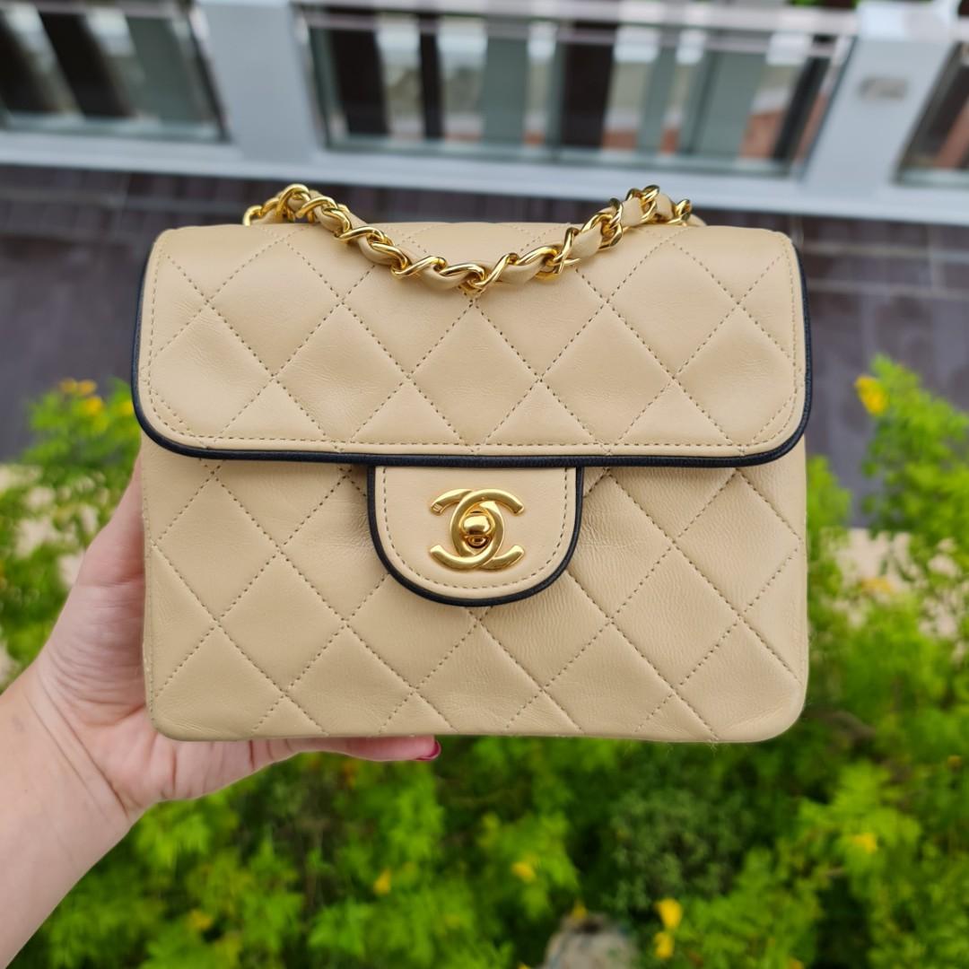 SOLD) CHANEL VINTAGE MINI SQUARE CLASSIC FLAP BAG SCARLET RED 17CM LAMBSKIN  24K GOLD HARDWARE GHW / CAVIAR SMALL MEDIUM JUMBO, Luxury, Bags & Wallets  on Carousell