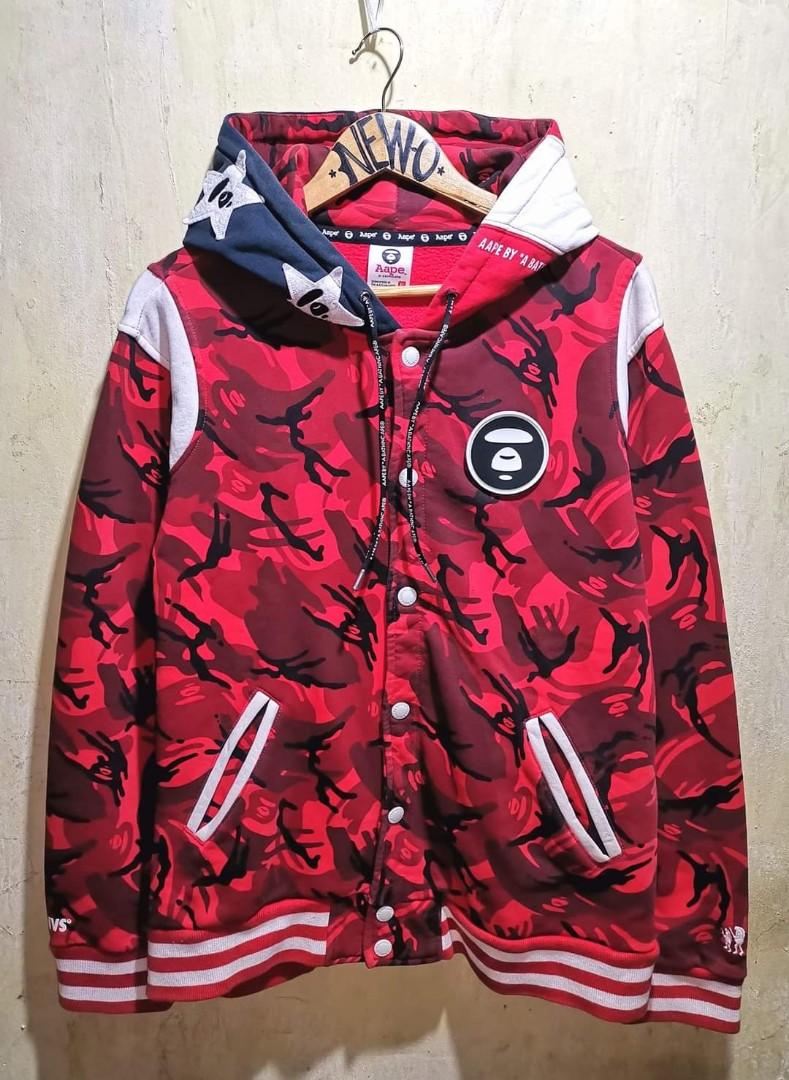 Aape red camo hoodie on sale