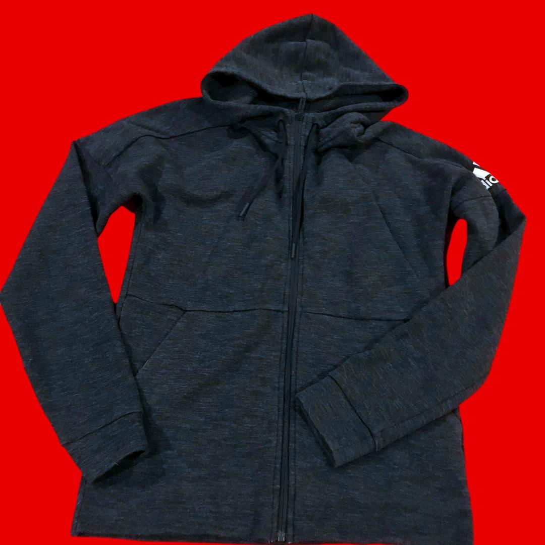 ADIDAS ID Stadium Jacket DU1135 dark grey zip hoodie full front