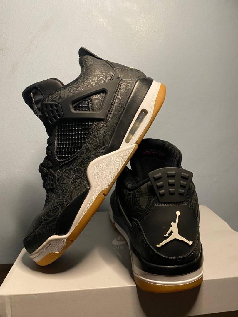 AIR JORDAN 4 LASER BLACK GUM, Men's Fashion, Footwear, Sneakers on