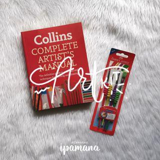 Art Kit: Collins Complete Artist’s Manual & Faber Castell Paint Brush Set 4Pcs Nylon With Grip