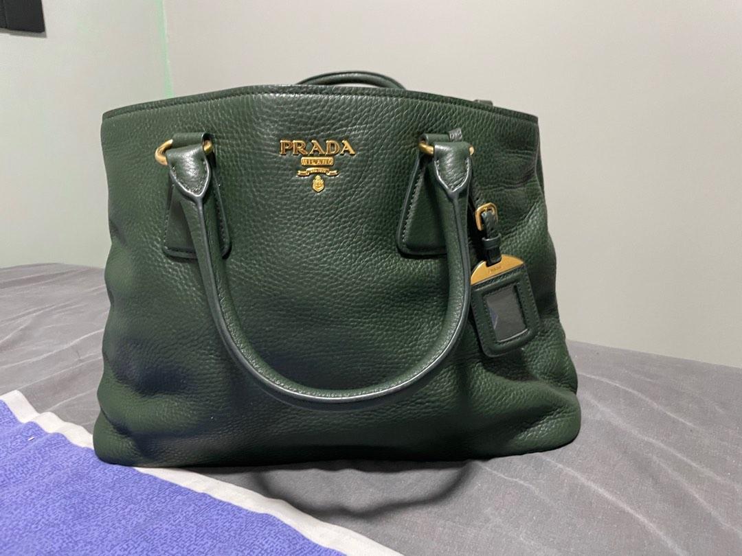 PRADA Women's Handbag Leather in Green | Second Hand