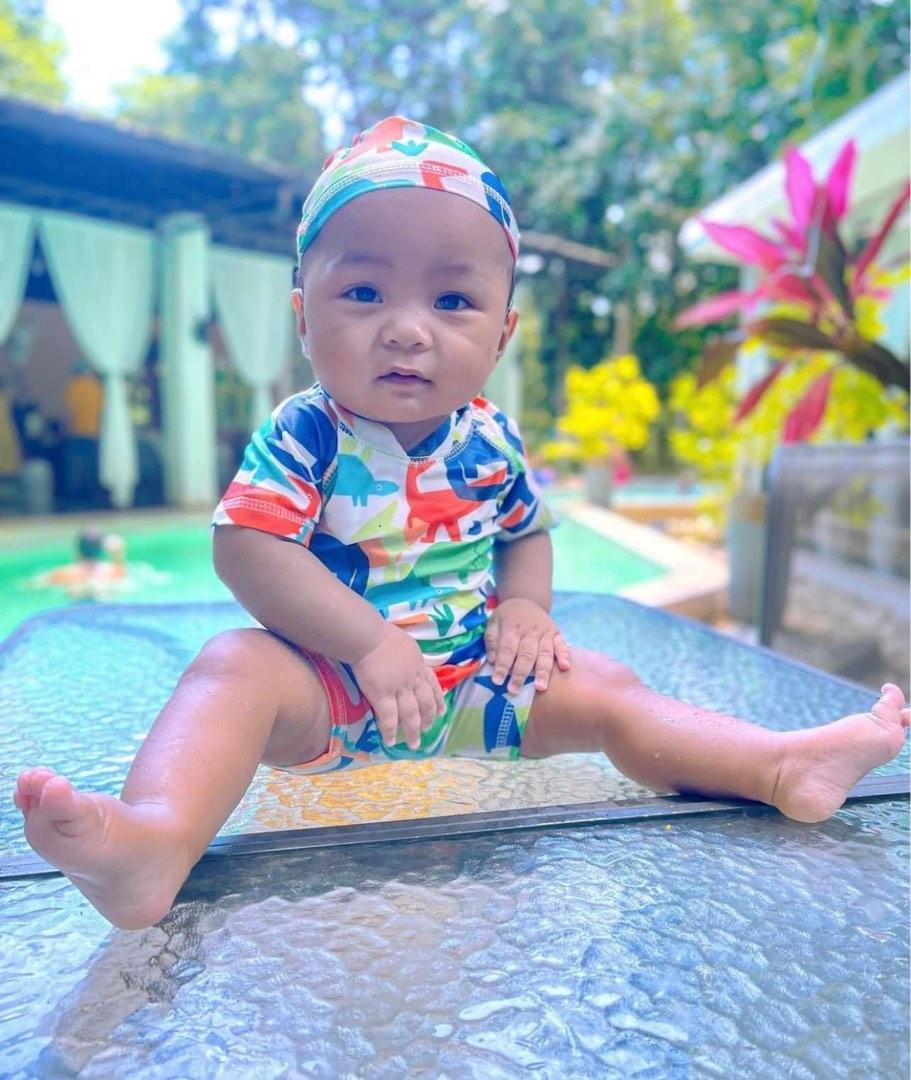 Baby swimwear with cap, Babies & Kids, Babies & Kids Fashion on Carousell