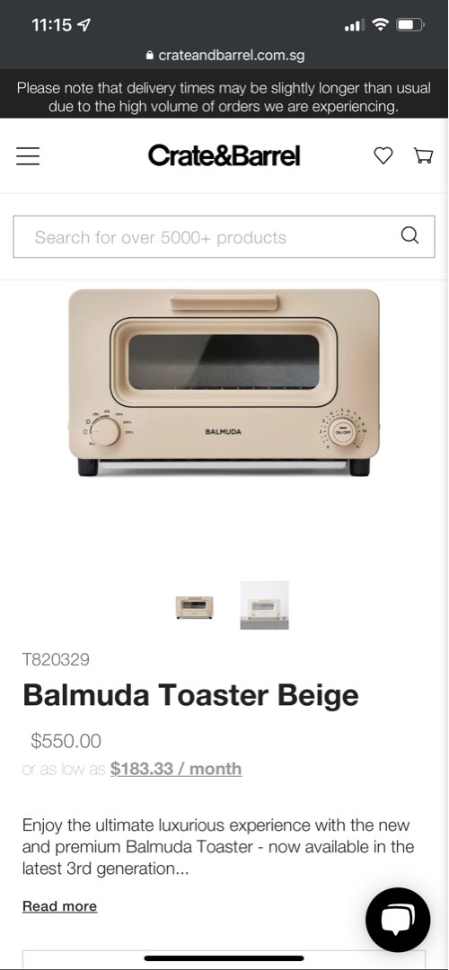 Balmuda Toaster Beige, TV & Home Appliances, Kitchen Appliances, Ovens