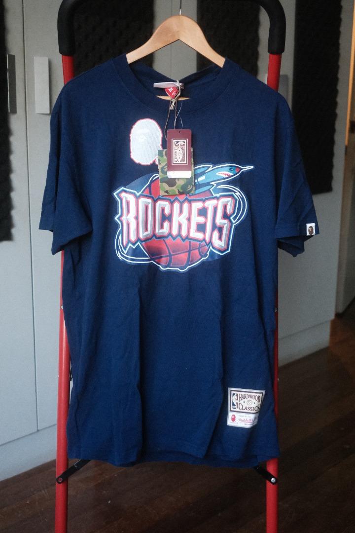 BAPE x Mitchell & Ness Rockets Tee Navy Men's - FW18 - US