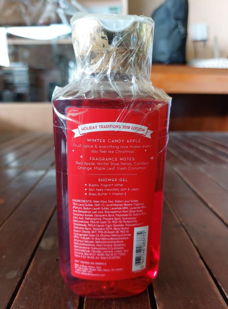 Bath & Body Works Shower Gel (Category: Bath) located in Quezon City. Submitted by yingthrift.ph (Listing ID 1180979099, Image 2). Description: Bath & Body Works Shower Gel - Authentic/original, never been opened or used - Purchased from overseas (Canada) - Winter Candy Apple variant - 295 ml / 10 Fl. Oz - Actual photo of item posted - Stated price is the LAST PRICE..