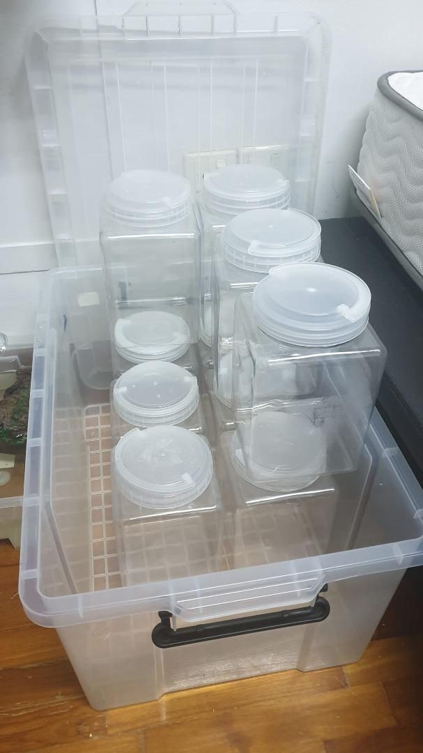 Betta large plastic jars with big plastic box container, Pet Supplies