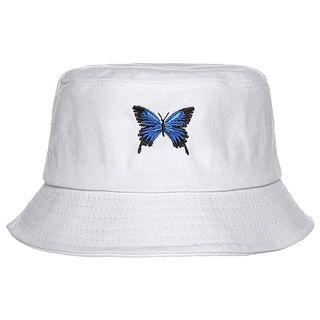 Butterfly embroidered white y2k bucket hat
