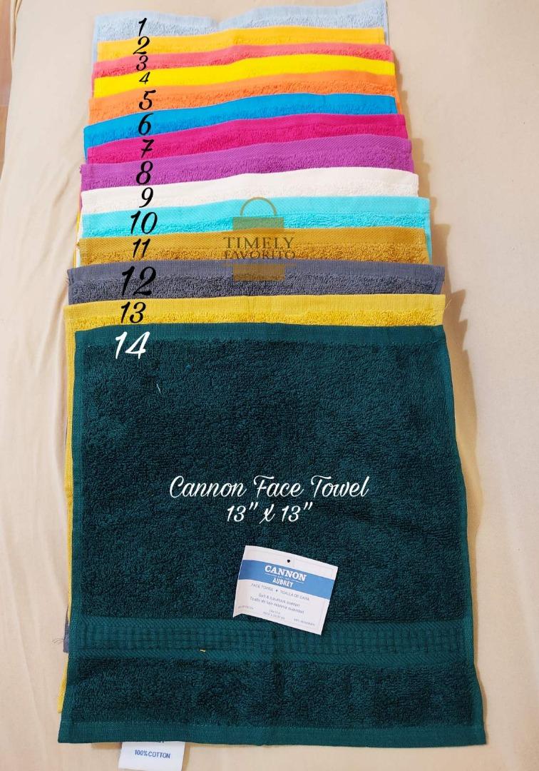 Cannon Face Towel 13"x13" (Category: Bath) located in Pasay City. Submitted by timelyfavorito1 (Listing ID 1180973186, Image 1). Description: 70 each 135 2pcs IMPORTED! Made from 100% cotton, Cannon Wash Cloth is soft with luxurious comfort. Care Instructions: * Machine wash warm * Tumble dry low * No bleach .