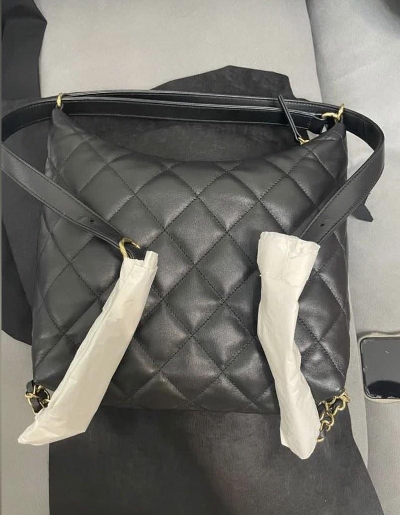 Chanel 22B Hobo Bag Lambskin Black GHW(Microchip)