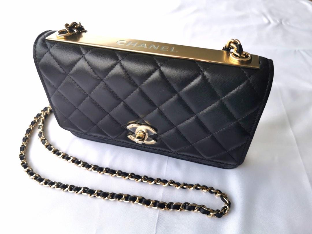 Chanel 22B Trendy CC Black Lambskin WOC Logo Classic flap purse small bag  handbag wallet on chain gold hardware, Luxury, Bags & Wallets on Carousell