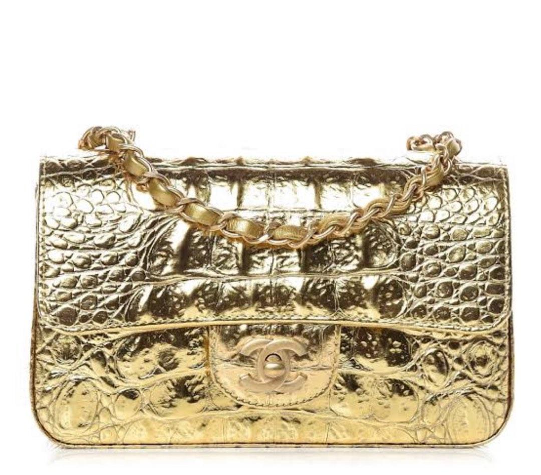 Chanel gold crocodile sale bag