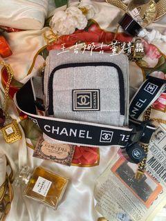 Chanel vintage sport古董運動棉布腰包/胸口包/藏家必收/男女可以