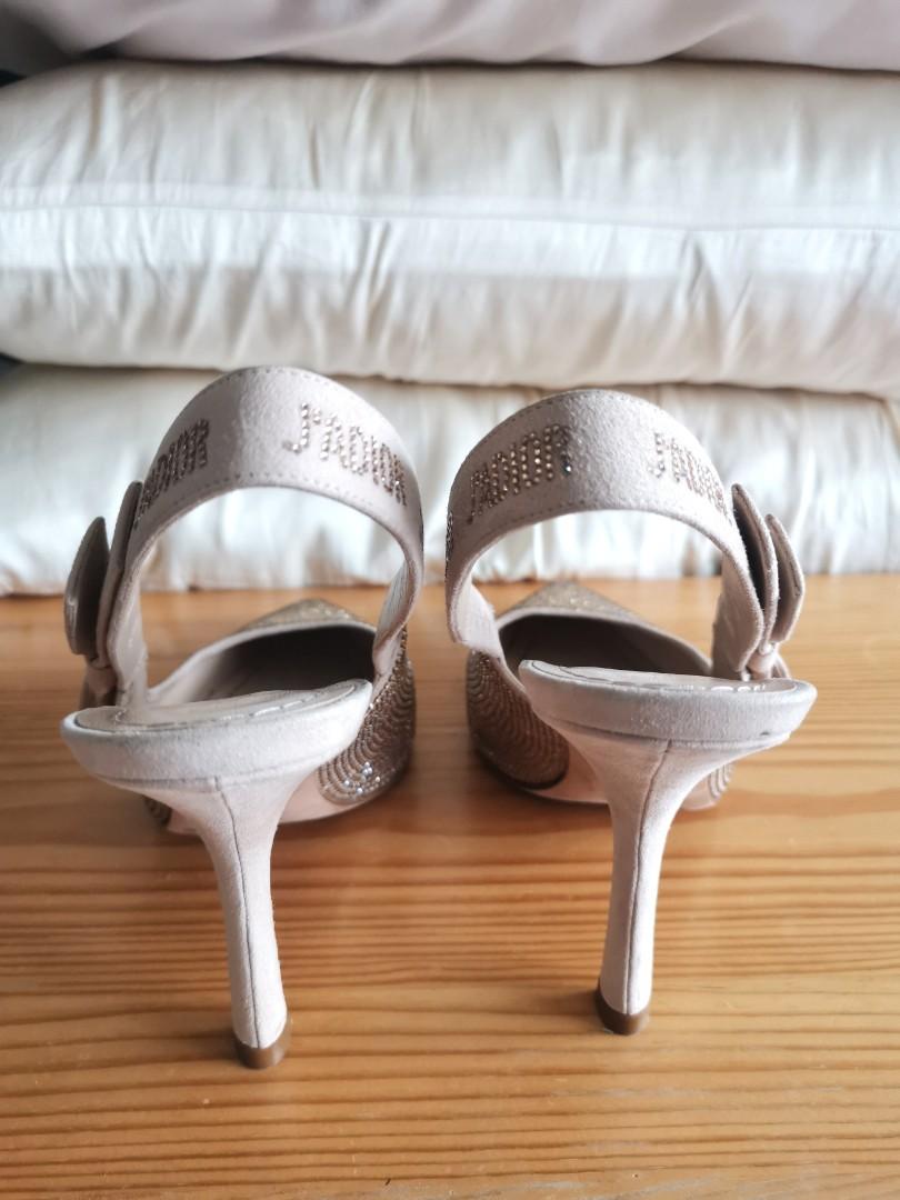 Christian Dior Crystal Strass Plumetis Slingback Heels sz 38