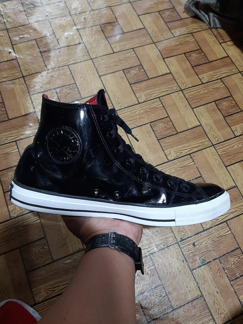 Converse All Star Chuck Taylor Black Patent Leather High Tops(11 US), Men's  Fashion, Footwear, Sneakers on Carousell