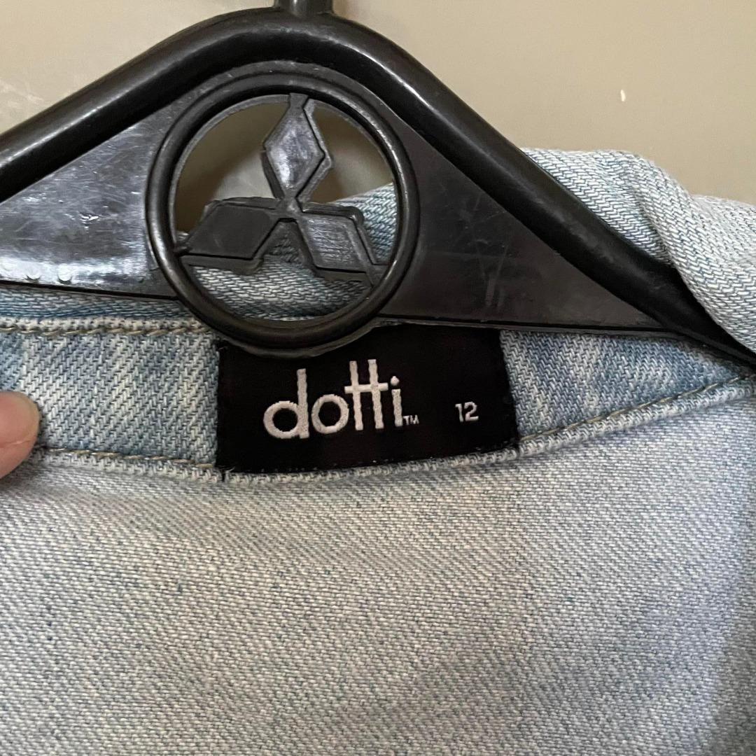 Dotti Distressed Light Wash Denim Jacket with Patches, Women's Fashion