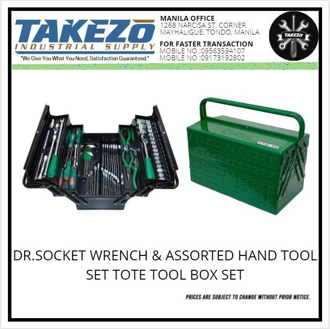 DR. SOCKET WRENCH ASSORTED HAND TOOLS SET TOTE TOOL BOX SET