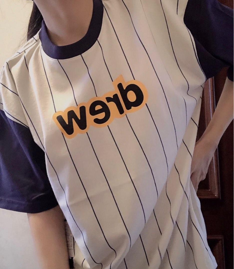 Drew House Secret SS Tee - Navy Pinstripe, 男裝, 上身及套裝, T