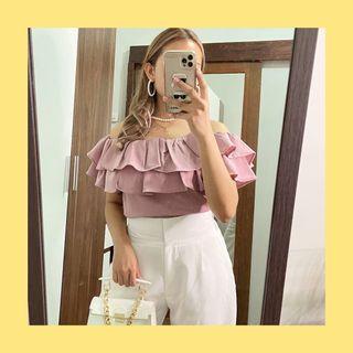 Dusty pink sabrina off shoulder