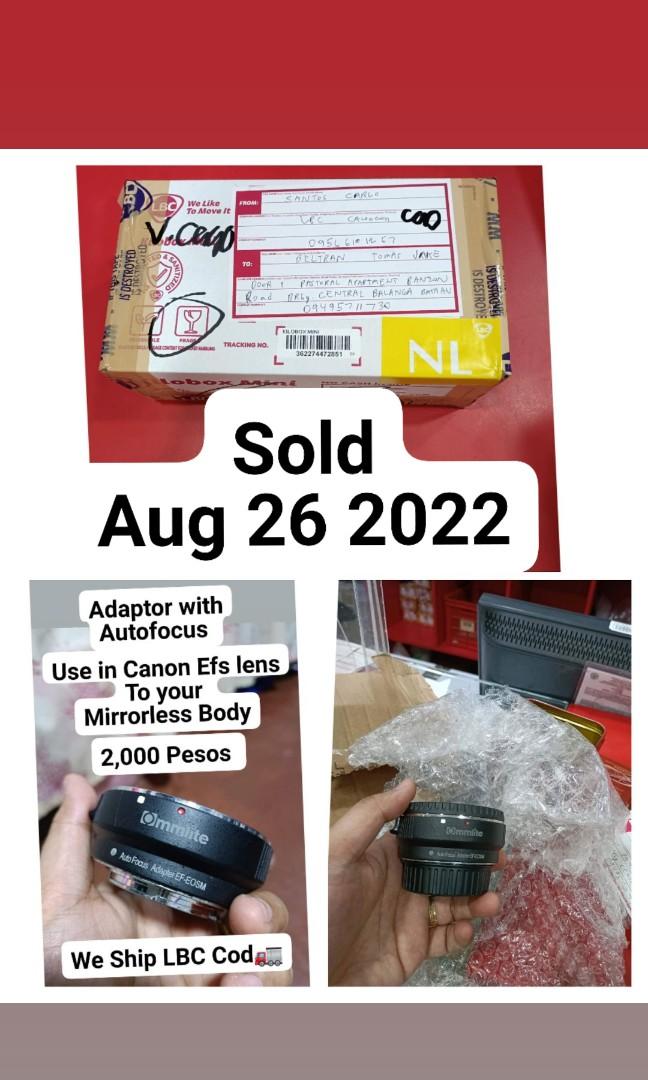 Eos M adapter For Efs Lens Commlite Autofocus for Mirrorless Body (Category: Lens & Kits) located in Caloocan City. Submitted by mr.carlo_dslr_laptop (Listing ID 1180058158, Image 1). Description: Eos M adapter For Efs Lens Commlite Autofocus for Mirrorless Body 2,000 only Cash For attaching dslr canon lenses to mirrorless body canon Location Monumento Caloocan Lalamove Metro Manila Cod For Provinces Lbc deposit ship fee 200 pesos to order Gcash.