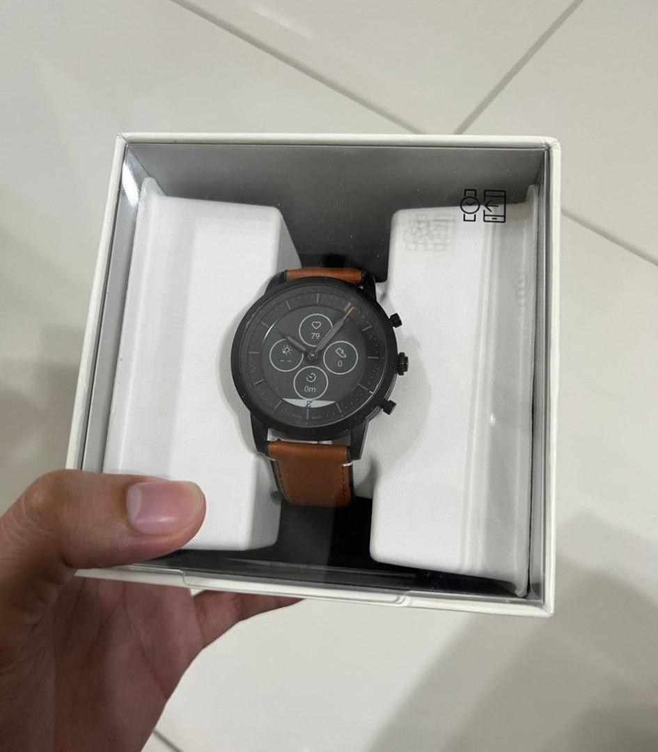 Hybrid smartwatch hr collider tan leather hotsell