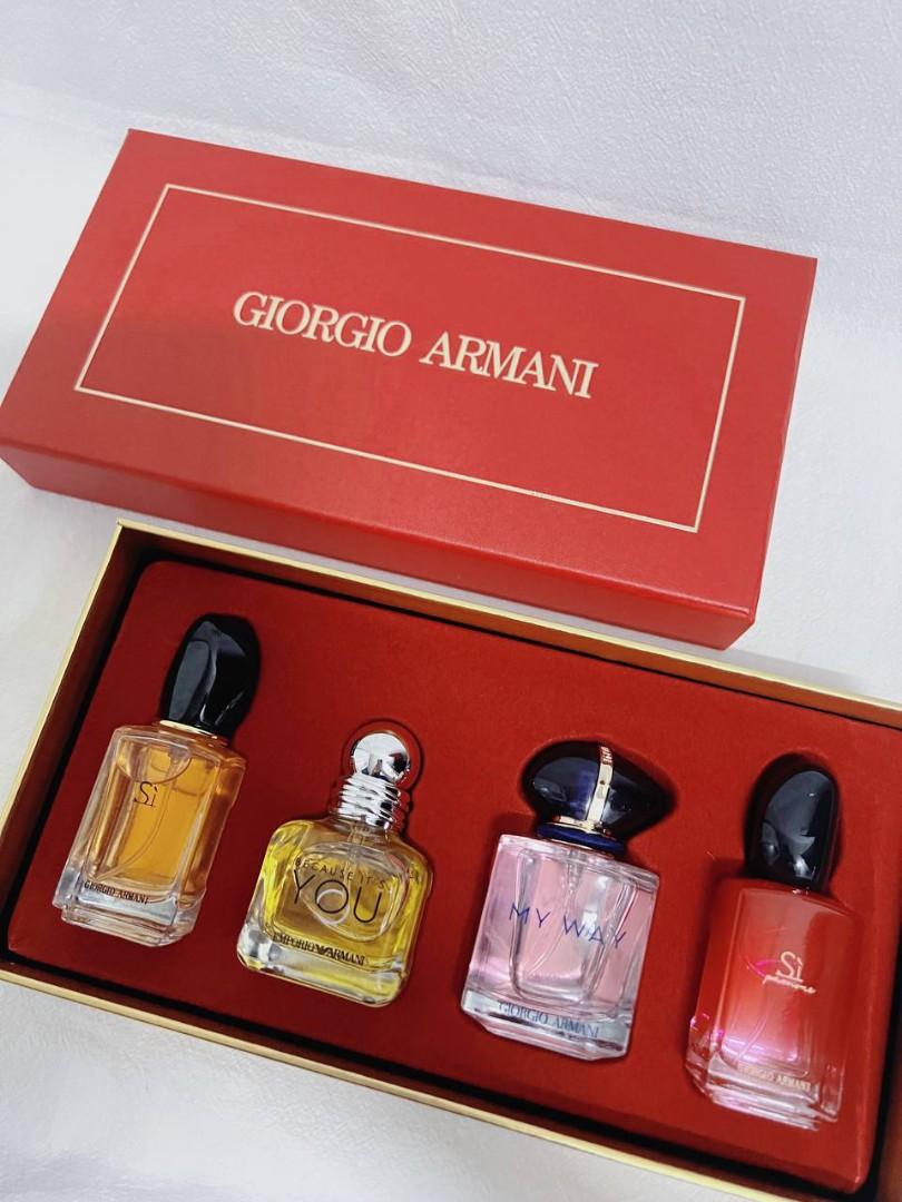 GIORGIO ARMANI 4IN1 RED BOX SET (4X25ML) original perfume 100%, Beauty &  Personal Care, Fragrance & Deodorants on Carousell