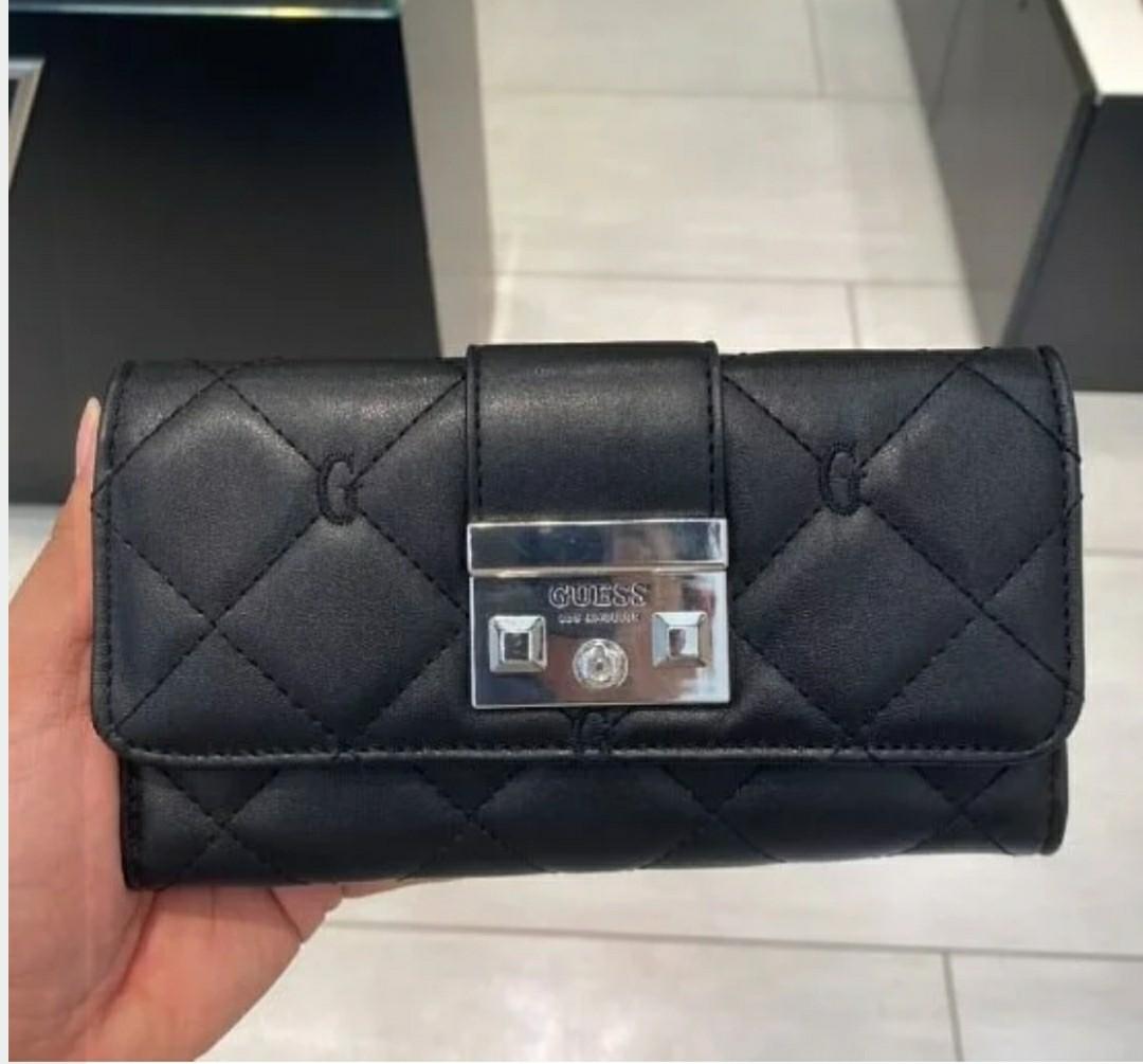 Guess Cydney Flap Clutch Wallet Black Luxury Bags Wallets