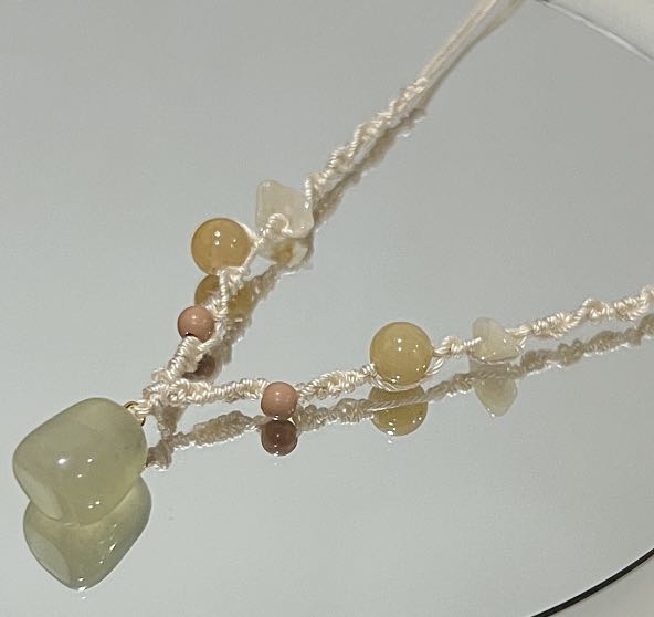 handmade rope crystal necklace, Women's Fashion, Jewelry & Organisers