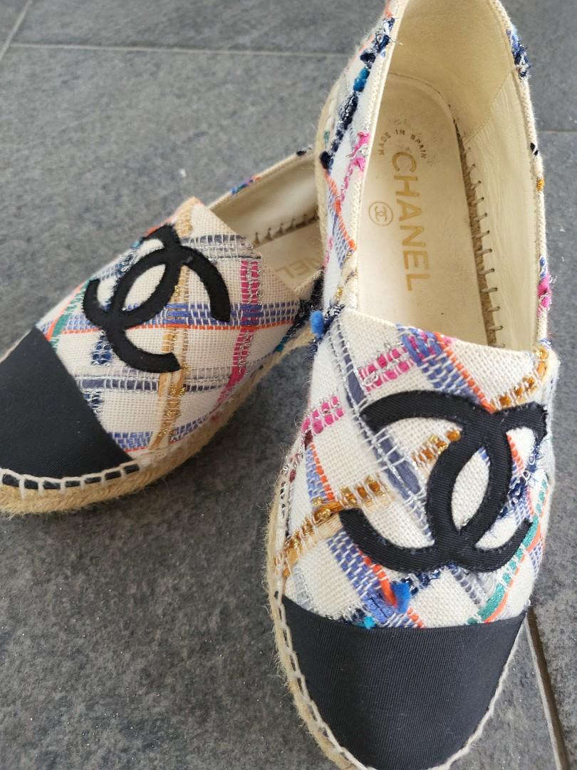 Hardly used chanel espadrilles for sale. Complete with shoe box