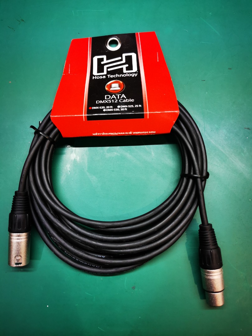 Hosa DMX 5 pin XLR Male to female audio cable 20ft 6 metres, Audio