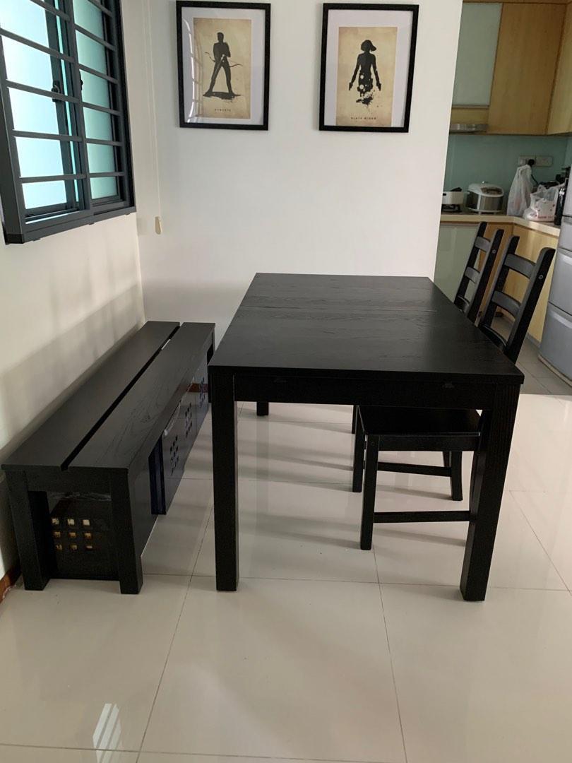 Ikea extendable dining table set, Furniture & Home Living, Furniture