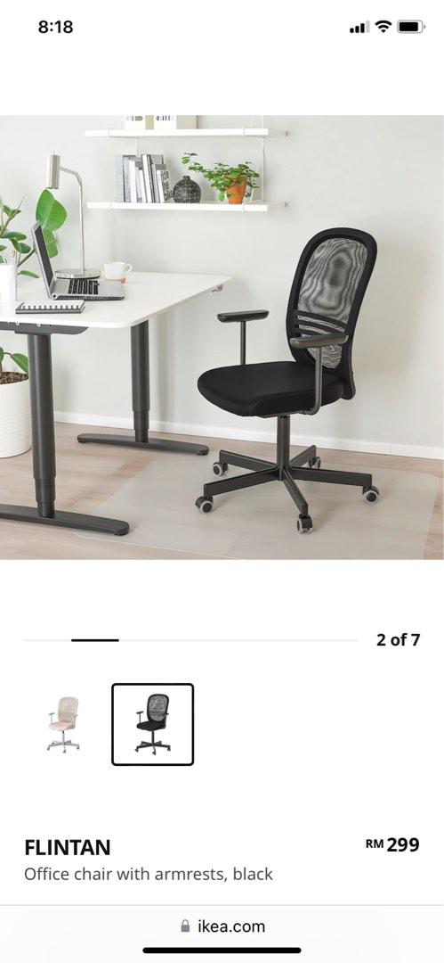 FLINTAN Office chair with armrests - black