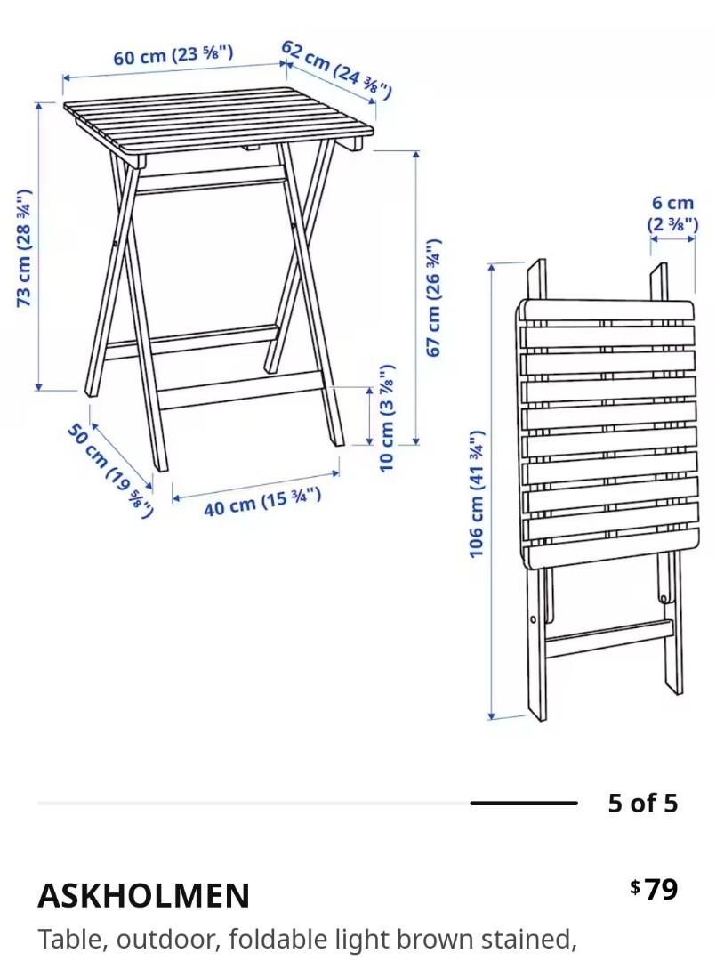 Ikea wood foldable table, Furniture & Home Living, Outdoor Furniture on