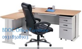 L-Shape Office Table in beige table top and *beige front panel & legs ...