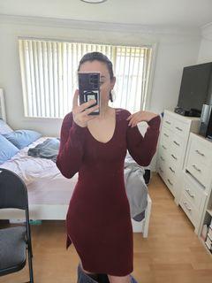 Maroon Longsleeved Dress
